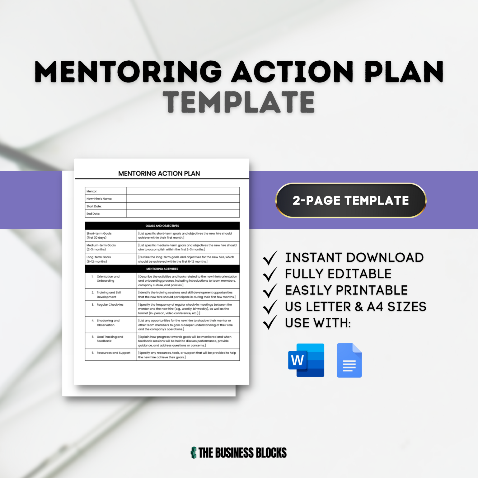 Mentoring Action Plan Template The Business Blocks