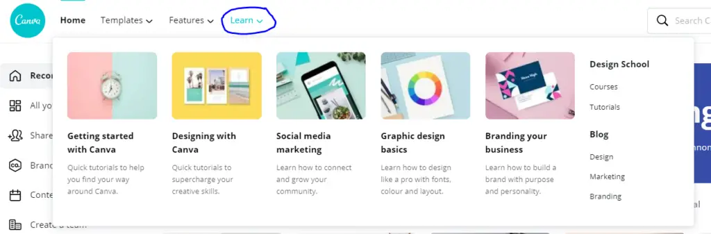 Where to find help in Canva?