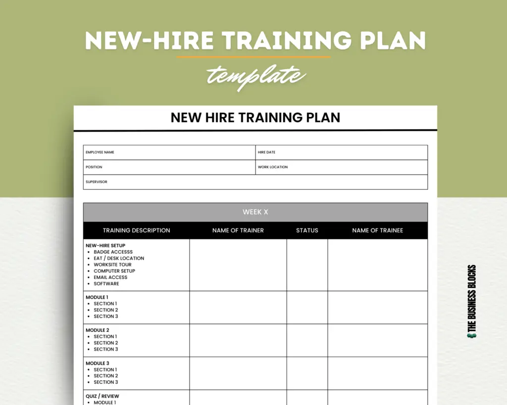 Software Training Plan Template