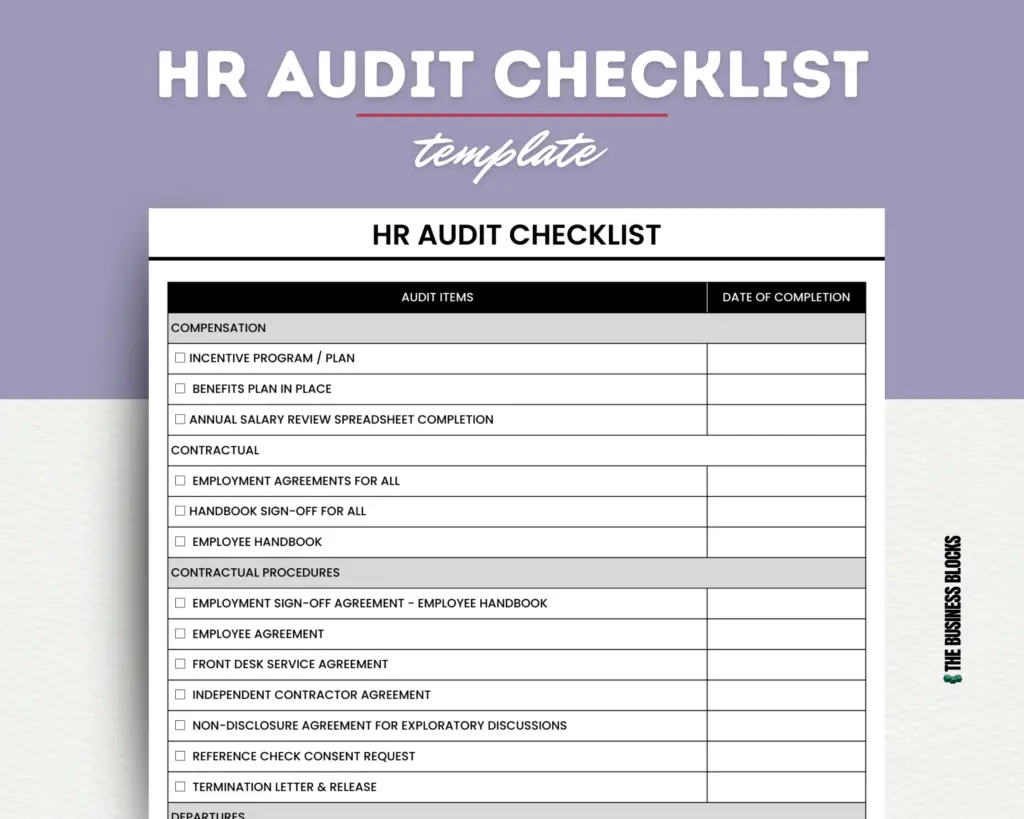 HR Audit Checklist Template The Business Blocks