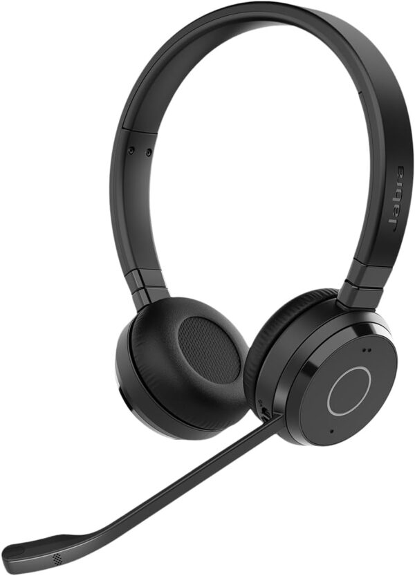 Jabra Evolve 65 TE (Third Edition) Wireless Dual-Ear Headphones - Noise-Canceling Mic, 16 hrs Battery Life, Dual Connectivity, MS Teams Certified, Supports Other Platforms, Black Dual-Ear Teams Certified Charging Cord